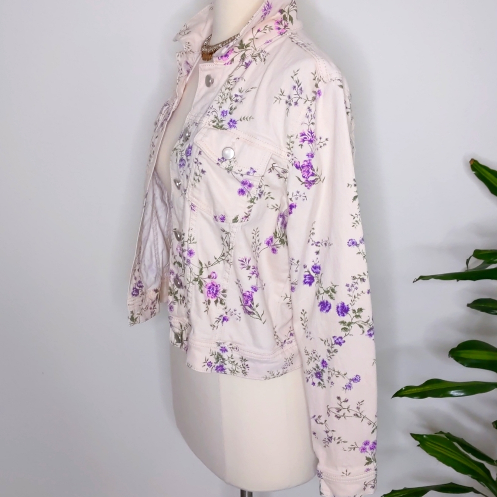 Candies Floral Print Jean Jacket Size Medium - Picture 5 of 11
